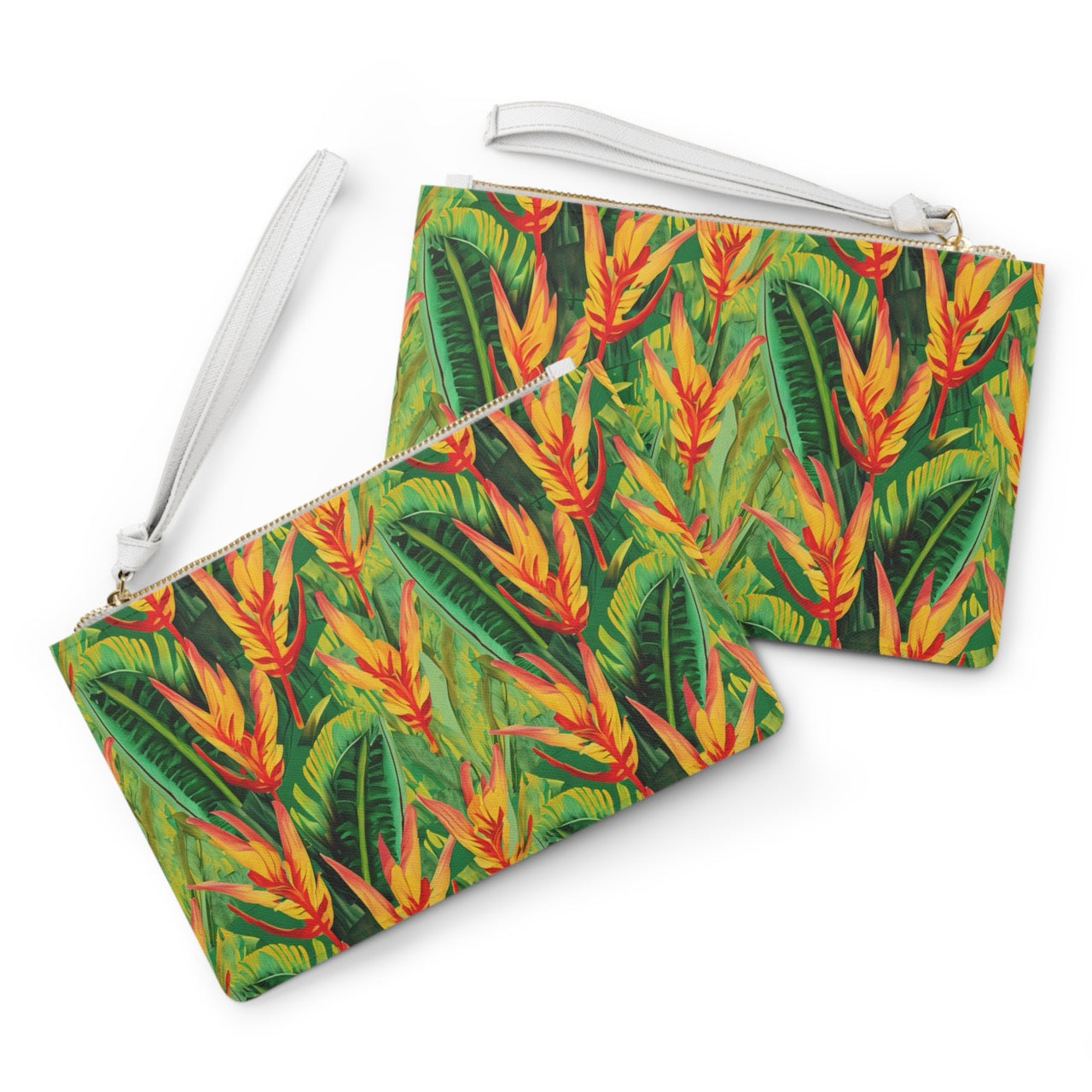 Sun-Kissed Rainforest Glow Clutch Bag – Tropical Saffiano Vegan Leather