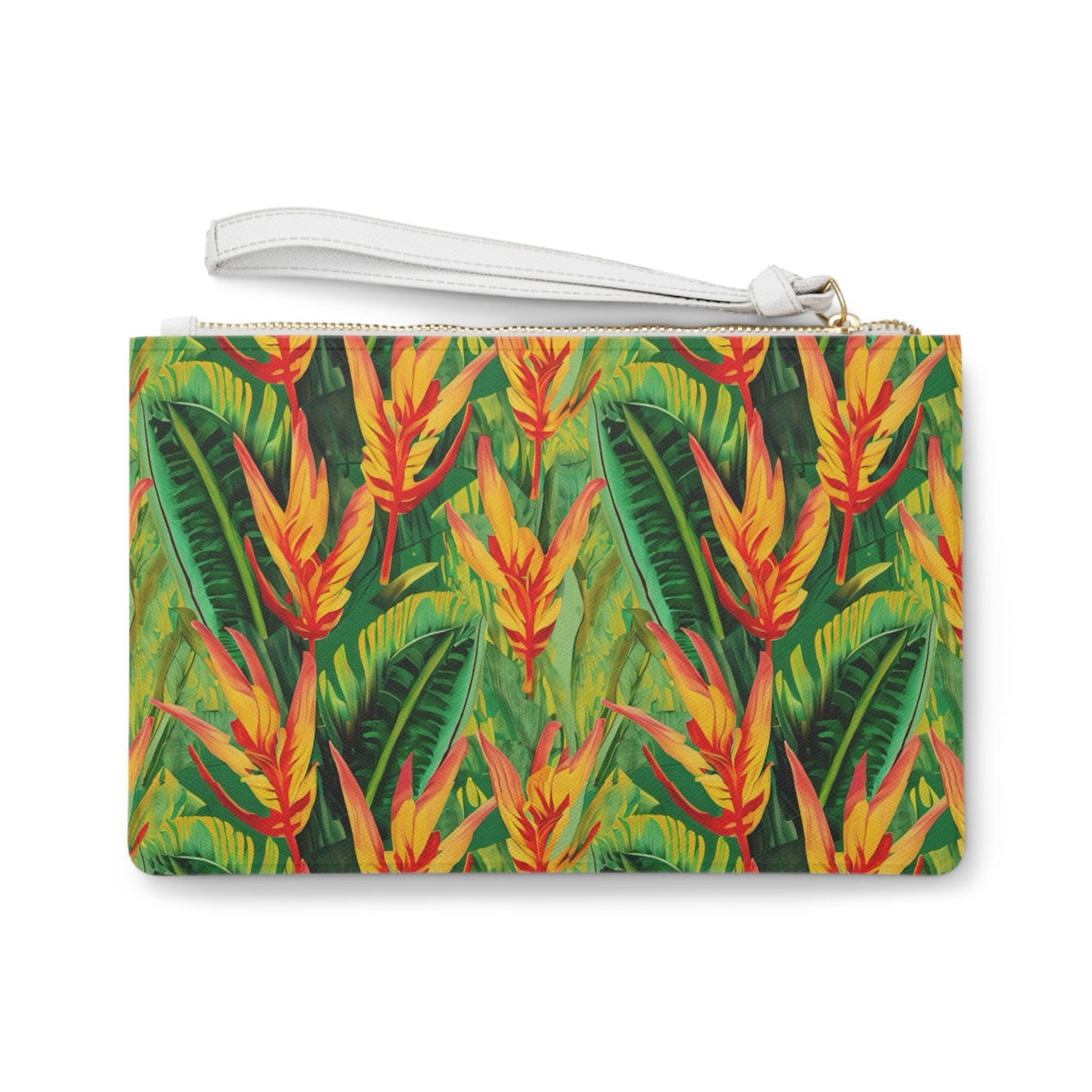 Sun-Kissed Rainforest Glow Clutch Bag – Tropical Saffiano Vegan Leather