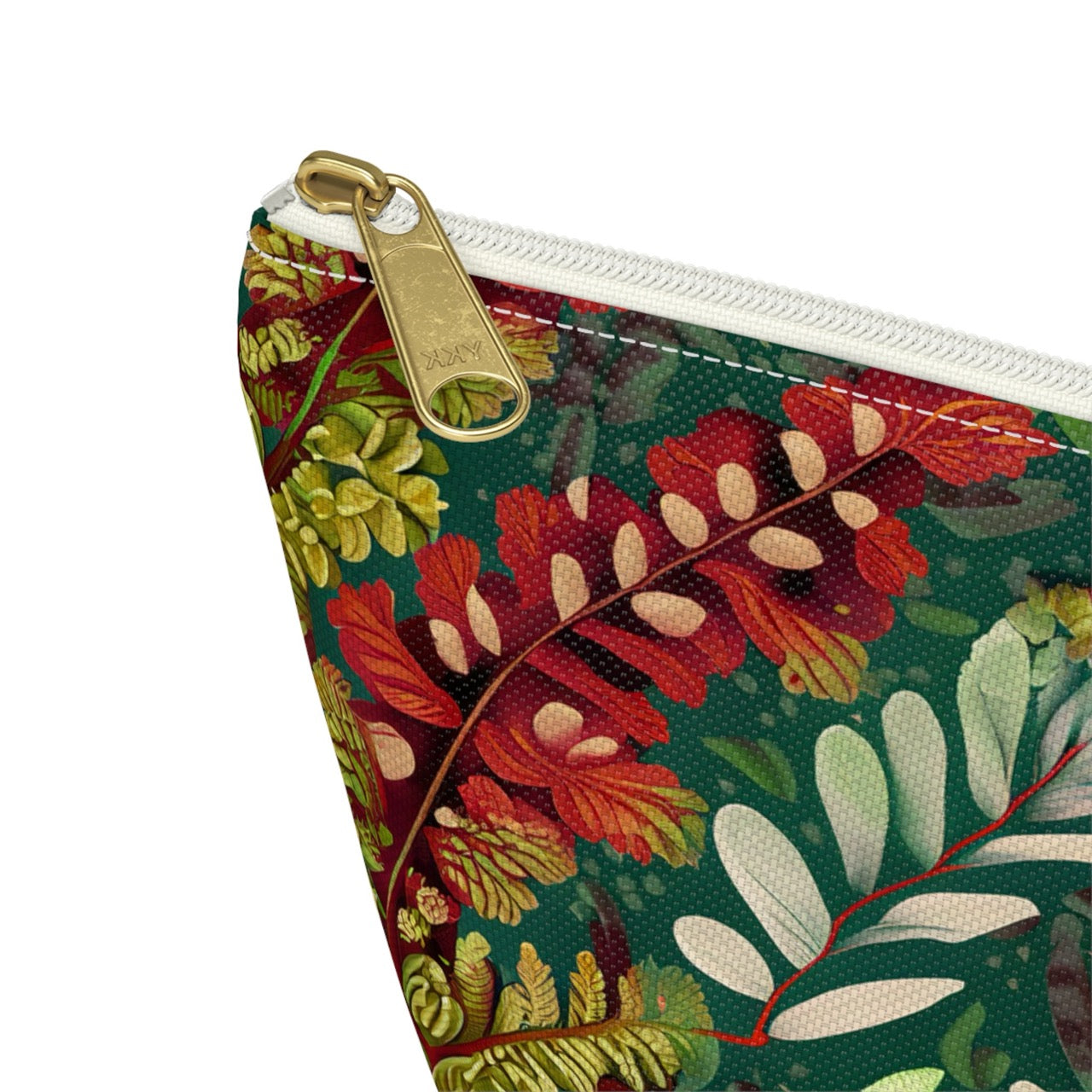 Crimson Flora Symphony T-bottom Accessory Pouch – Botanical Elegance for Everyday Essentials
