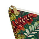 Crimson Flora Symphony T-bottom Accessory Pouch – Botanical Elegance for Everyday Essentials