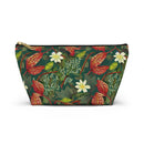 Emerald Crimson Garden T-bottom Accessory Pouch – Luxurious Botanical Print Organizer for Everyday Use
