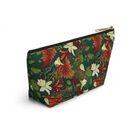 Verdant Cascade Elegance T-bottom Accessory Pouch – Luxurious Botanical Print Organizer for Everyday Essentials