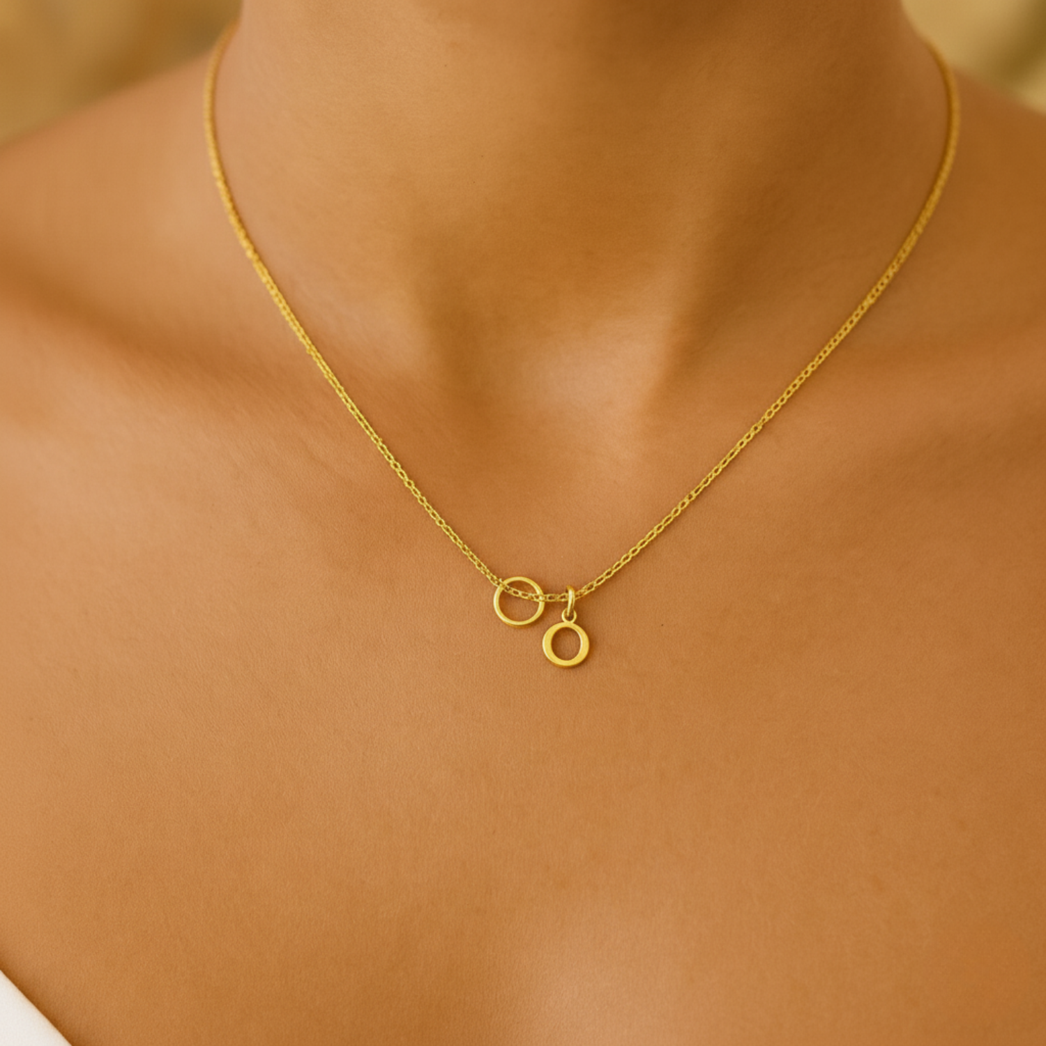 Gold initial necklace with birthstone