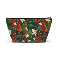 Verdant Cascade Elegance T-bottom Accessory Pouch – Luxurious Botanical Print Organizer for Everyday Essentials