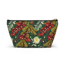 Crimson Flora Symphony T-bottom Accessory Pouch – Botanical Elegance for Everyday Essentials