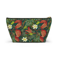 Emerald Crimson Garden T-bottom Accessory Pouch – Luxurious Botanical Print Organizer for Everyday Use