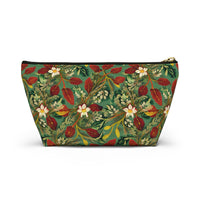 Golden Leaf Reverie T-bottom Accessory Pouch – Luxe Botanical Print Organizer for Everyday Essentials