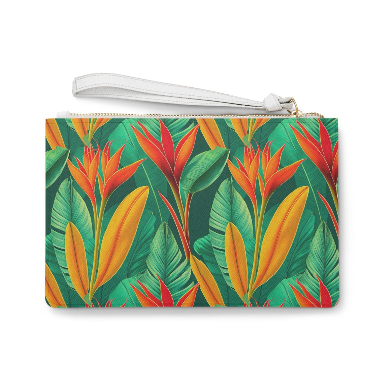 Tropical Sunset Bloom Clutch Bag – Vibrant Saffiano Vegan Leather