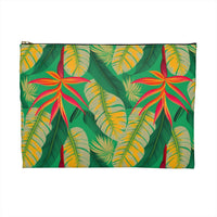 Golden Jungle Paradise Accessory Pouch – Exotic Tropical Foliage Organizer for Everyday Use