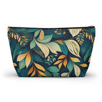 Golden Hour Foliage T-bottom Accessory Pouch – Elegant Botanical Print Organizer for Everyday Use