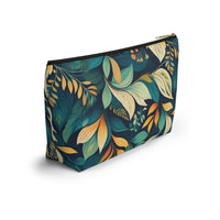 Golden Hour Foliage T-bottom Accessory Pouch – Elegant Botanical Print Organizer for Everyday Use