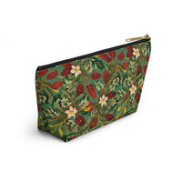 Golden Leaf Reverie T-bottom Accessory Pouch – Luxe Botanical Print Organizer for Everyday Essentials