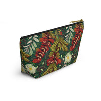 Crimson Flora Symphony T-bottom Accessory Pouch – Botanical Elegance for Everyday Essentials