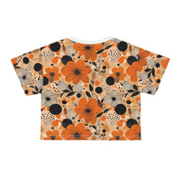Autumn Glow Blossoms Crop Tee – Stylish Floral Print Top for Effortless Chic