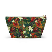 Verdant Cascade Elegance T-bottom Accessory Pouch – Luxurious Botanical Print Organizer for Everyday Essentials