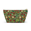 Golden Leaf Reverie T-bottom Accessory Pouch – Luxe Botanical Print Organizer for Everyday Essentials