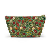 Golden Leaf Reverie T-bottom Accessory Pouch – Luxe Botanical Print Organizer for Everyday Essentials