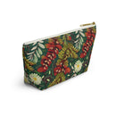 Crimson Flora Symphony T-bottom Accessory Pouch – Botanical Elegance for Everyday Essentials