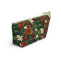 Verdant Cascade Elegance T-bottom Accessory Pouch – Luxurious Botanical Print Organizer for Everyday Essentials