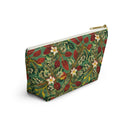 Golden Leaf Reverie T-bottom Accessory Pouch – Luxe Botanical Print Organizer for Everyday Essentials