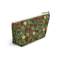 Golden Leaf Reverie T-bottom Accessory Pouch – Luxe Botanical Print Organizer for Everyday Essentials