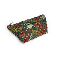 Crimson Flora Symphony T-bottom Accessory Pouch – Botanical Elegance for Everyday Essentials