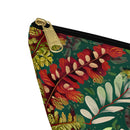 Crimson Flora Symphony T-bottom Accessory Pouch – Botanical Elegance for Everyday Essentials