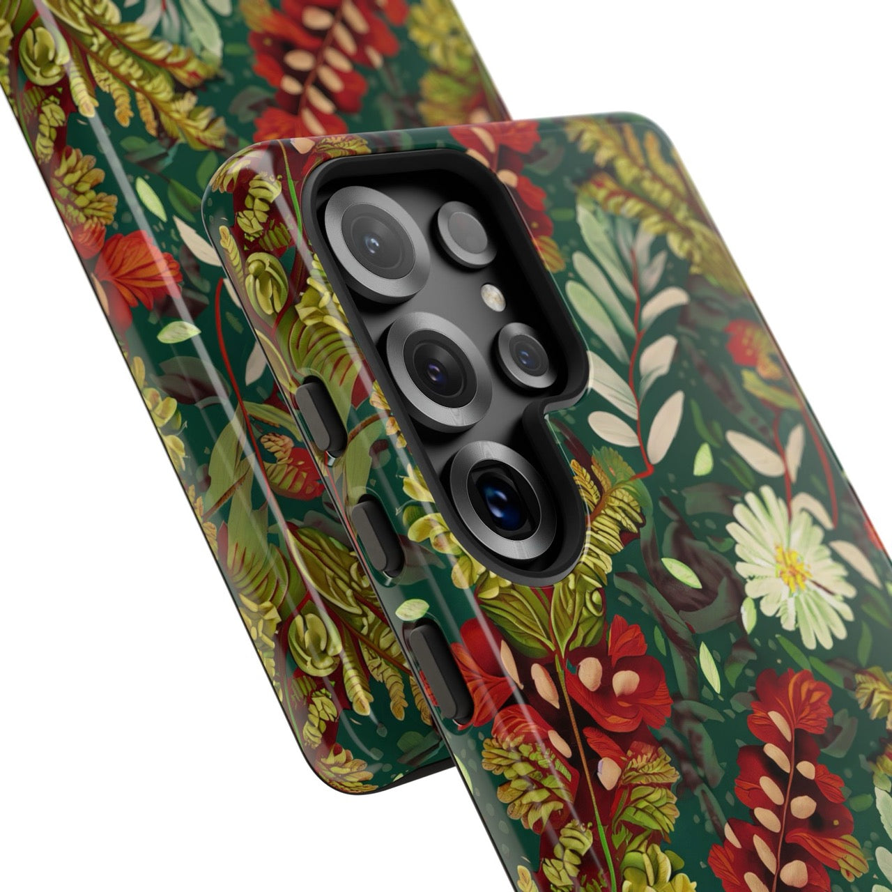 Crimson Flora Symphony Samsung Galaxy Case – Dual-Layer Floral Protection