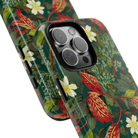 Emerald Crimson Garden iPhone Tough Case – Bold, Dual-Layer Floral Protection