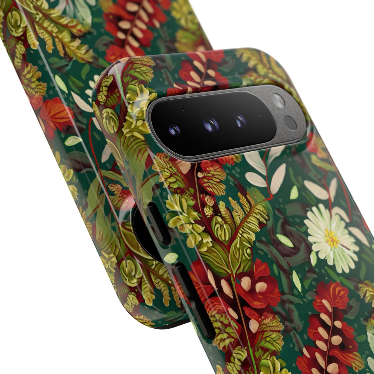 Crimson Flora Symphony Google Pixel Case – Dual-Layer Floral Protection