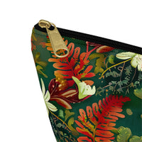 Verdant Cascade Elegance T-bottom Accessory Pouch – Luxurious Botanical Print Organizer for Everyday Essentials