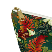 Verdant Cascade Elegance T-bottom Accessory Pouch – Luxurious Botanical Print Organizer for Everyday Essentials