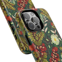 Crimson Flora Symphony iPhone Tough Case – Dual-Layer Floral Protection