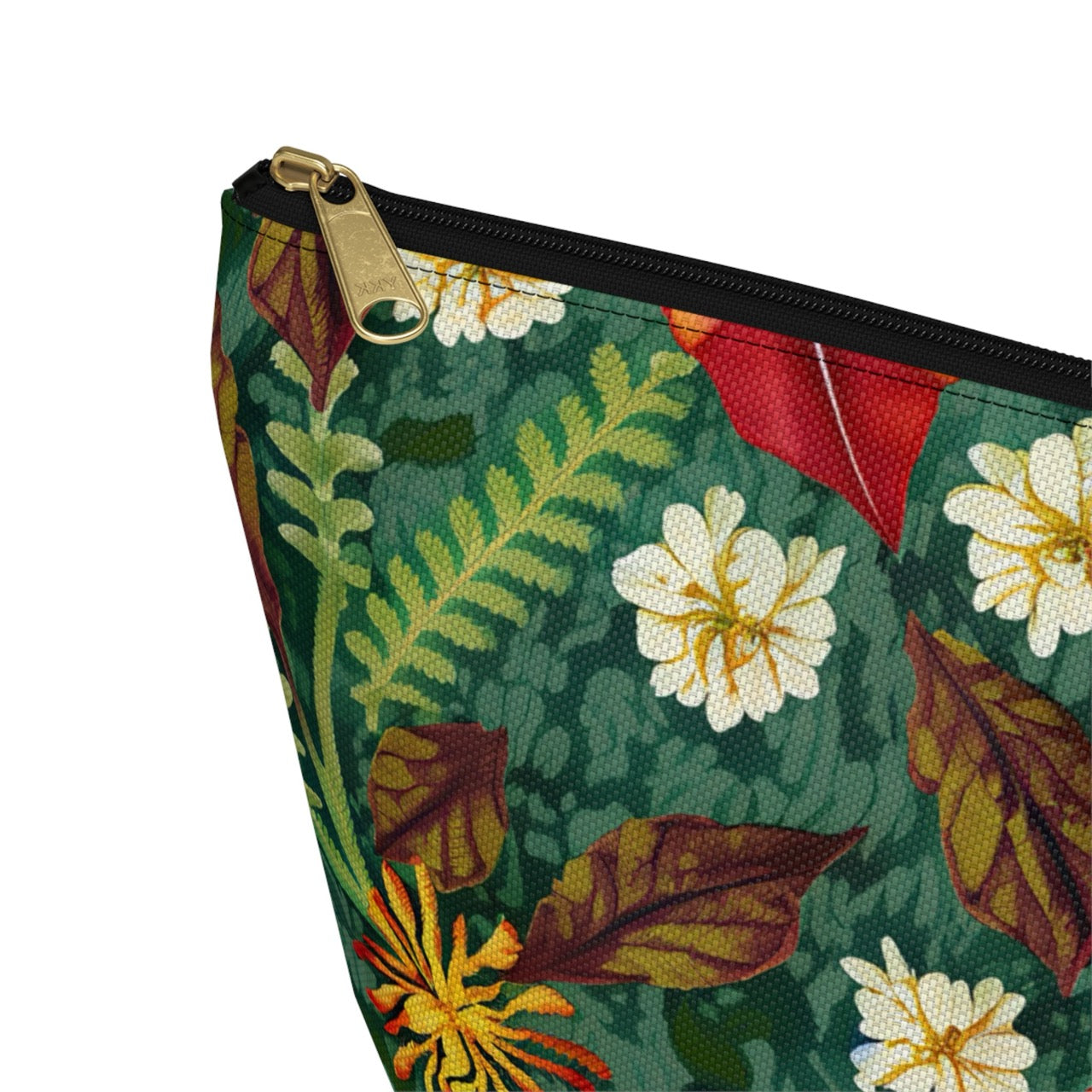 Autumn Bloom Harmony T-bottom Accessory Pouch – Elegant Botanical Print Organizer for Everyday Essentials