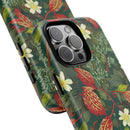 Emerald Crimson Garden iPhone Tough Case – Bold, Dual-Layer Floral Protection