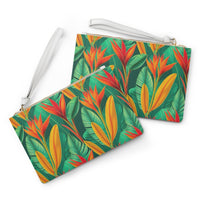 Tropical Sunset Bloom Clutch Bag – Vibrant Saffiano Vegan Leather