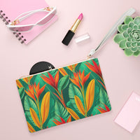Tropical Sunset Bloom Clutch Bag – Vibrant Saffiano Vegan Leather