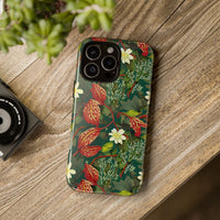 Emerald Crimson Garden iPhone Tough Case – Bold, Dual-Layer Floral Protection