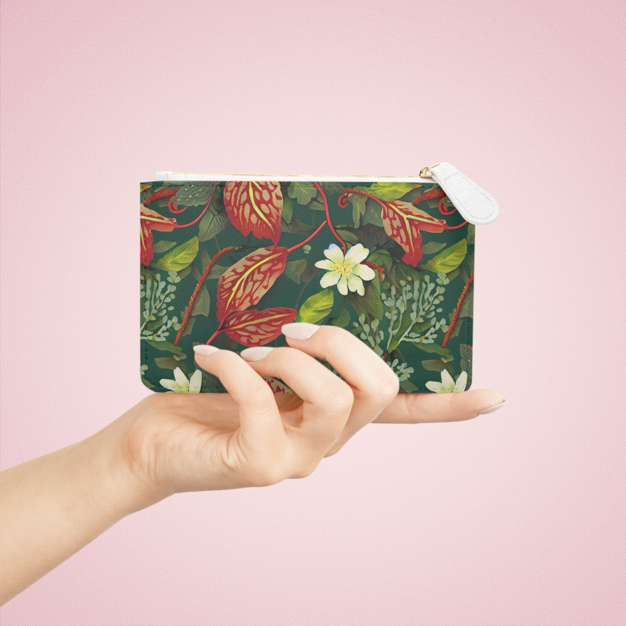Emerald Crimson Garden Mini Clutch – Vibrant Cruelty-Free Leather