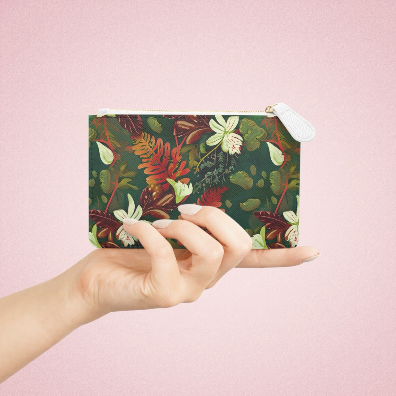 Verdant Cascade Elegance Mini Clutch – Vibrant Cruelty-Free Leather