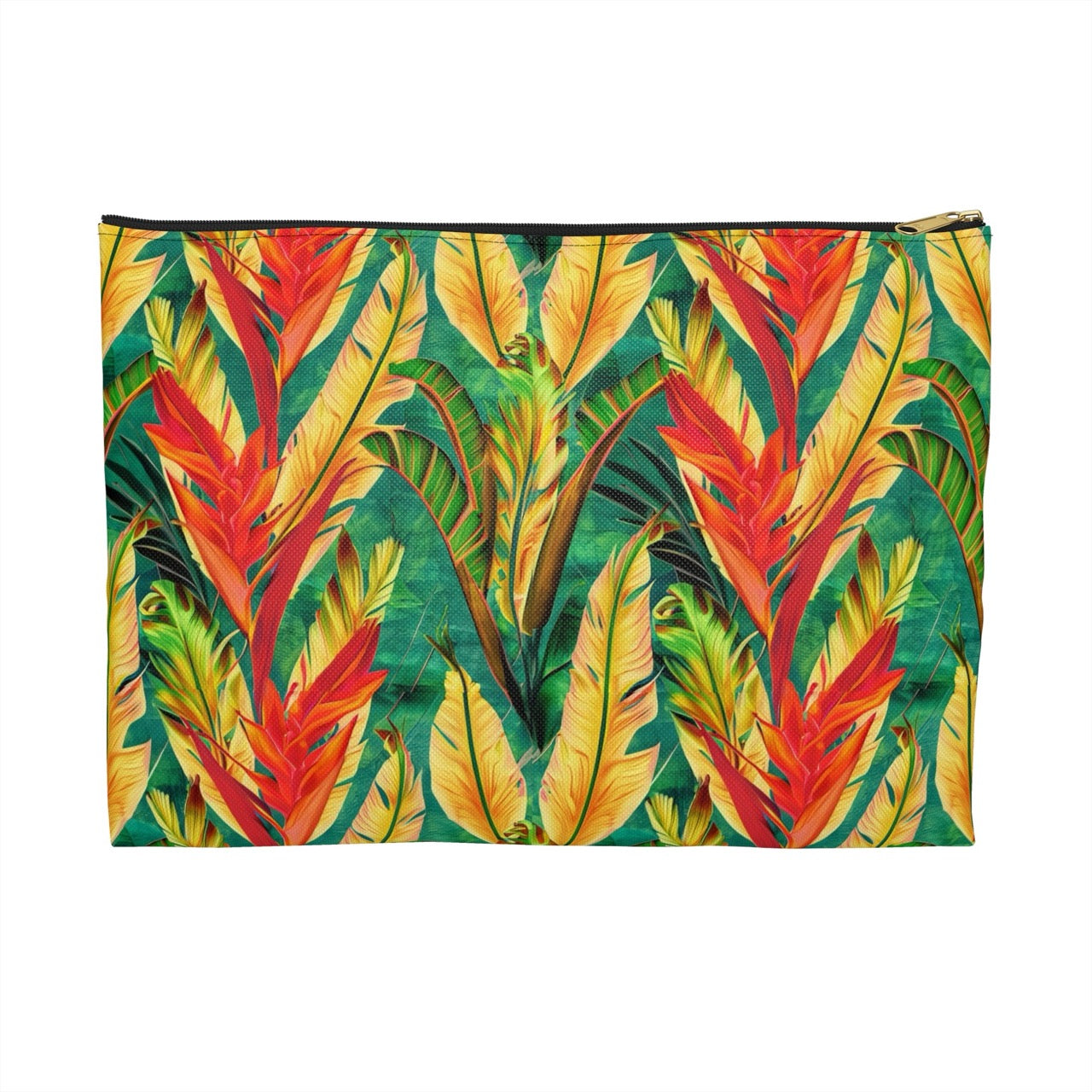 Verdant Fire Cascade Accessory Pouch – Bold Tropical Foliage Organizer for Everyday Essentials