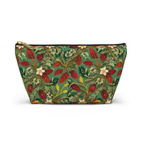 Golden Leaf Reverie T-bottom Accessory Pouch – Luxe Botanical Print Organizer for Everyday Essentials