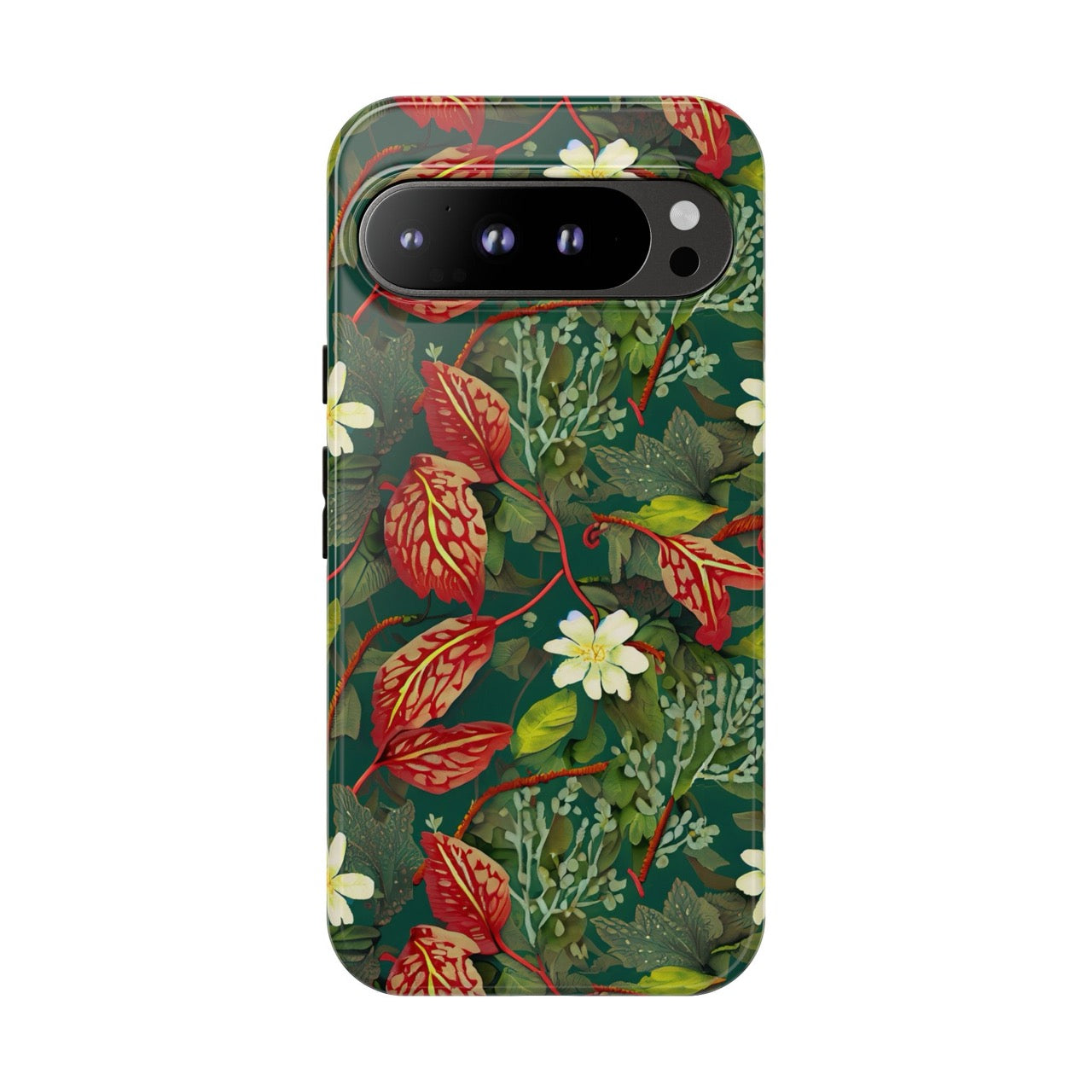 Emerald Crimson Garden Google Pixel Tough Case – Bold, Dual-Layer Floral Protection