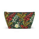 Crimson Flora Symphony T-bottom Accessory Pouch – Botanical Elegance for Everyday Essentials