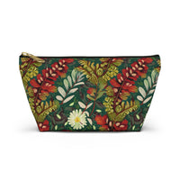Crimson Flora Symphony T-bottom Accessory Pouch – Botanical Elegance for Everyday Essentials