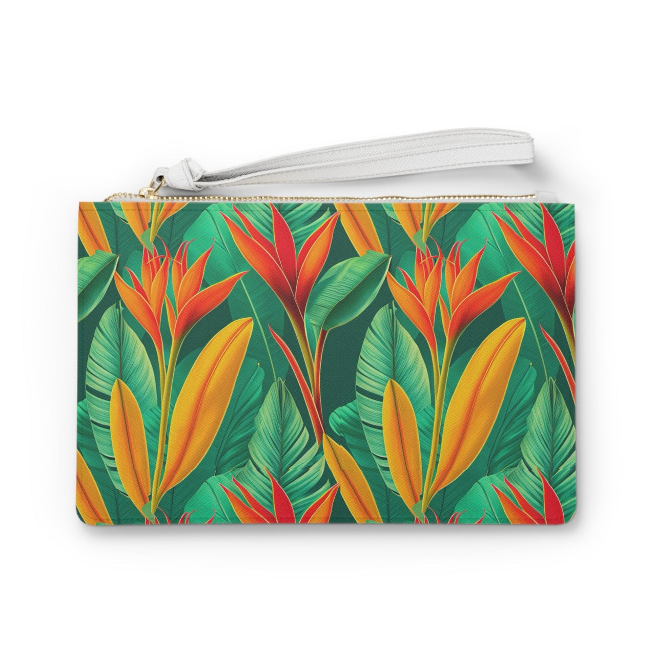Tropical Sunset Bloom Clutch Bag – Vibrant Saffiano Vegan Leather