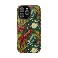 Crimson Flora Symphony iPhone Tough Case – Dual-Layer Floral Protection