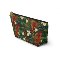 Verdant Cascade Elegance T-bottom Accessory Pouch – Luxurious Botanical Print Organizer for Everyday Essentials