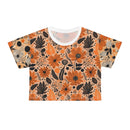 Bold Harvest Blooms Crop Tee – Vibrant Autumn Floral Print Top for Effortless Style