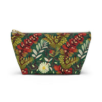 Crimson Flora Symphony T-bottom Accessory Pouch – Botanical Elegance for Everyday Essentials